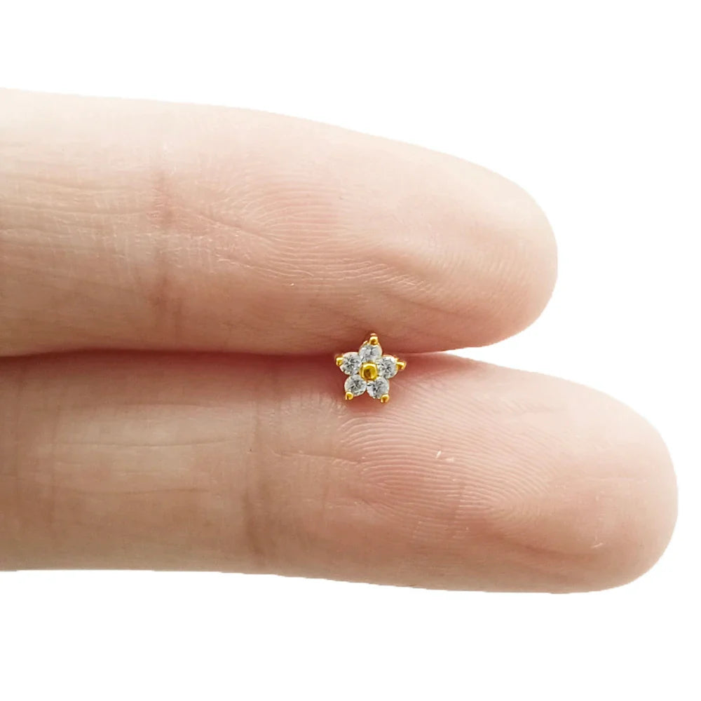 Rayos rosca interna Labret Piercing Corona Abeja Flores Cartílago Pendiente Trago Caracola Acero Inoxidable 316L Joyería Corporal