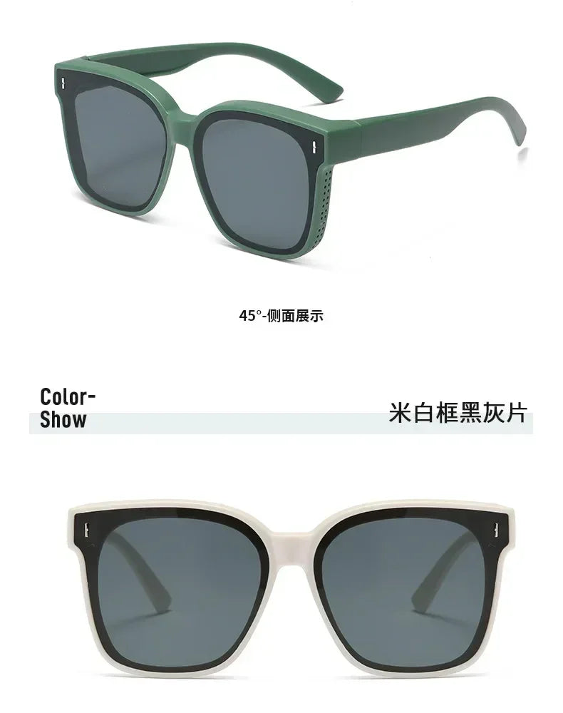 Gafas de Sol Polarizadas Cuadradas Fashion para Recetar Miopía, Lentes de Sol Portátiles para Hombre y Mujer, Vintage, para Pesca y Conducir