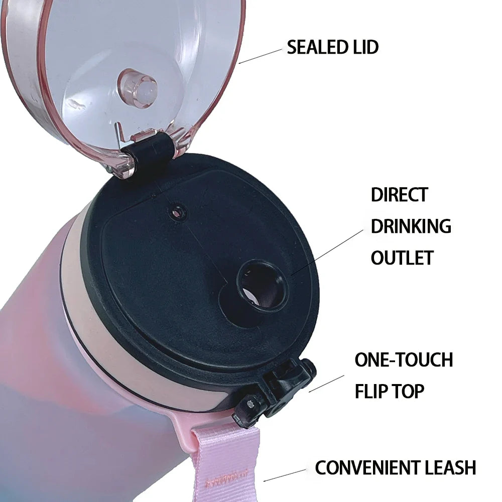 Large Capacity Motivational Sports Water Bottle | Leak Proof Reusable Cup for Gym Outdoor Travel