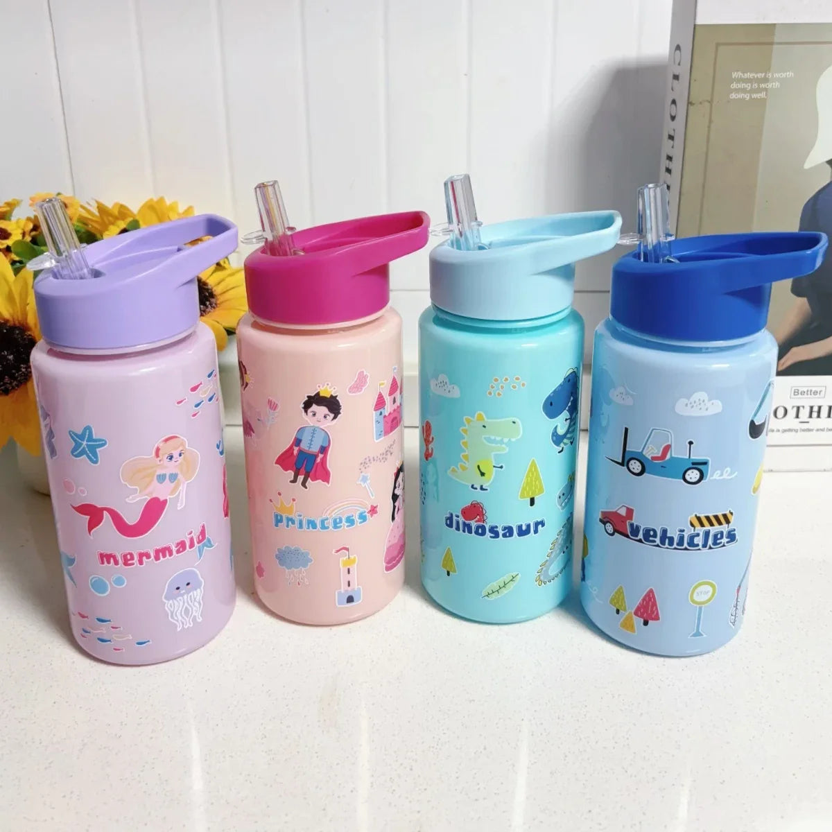 Botella de agua portátil de 500 ml para niños | Antiderrames para la escuela y actividades al aire libre