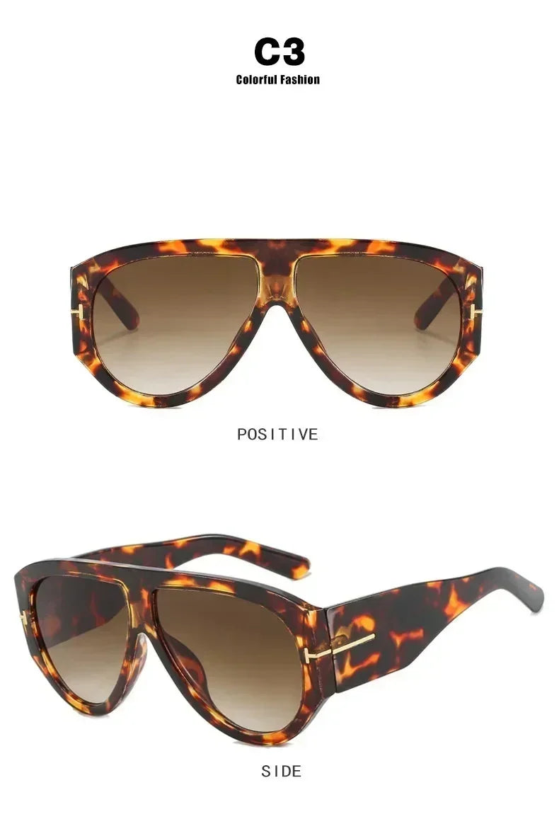 2024 Nuevas gafas de sol piloto de montura grande color marrón para mujer y hombre, marca T, para exteriores, gafas de sol para mujer, regalo Oculos De Sol