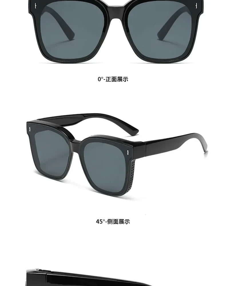 Gafas de Sol Polarizadas Cuadradas Fashion para Recetar Miopía, Lentes de Sol Portátiles para Hombre y Mujer, Vintage, para Pesca y Conducir