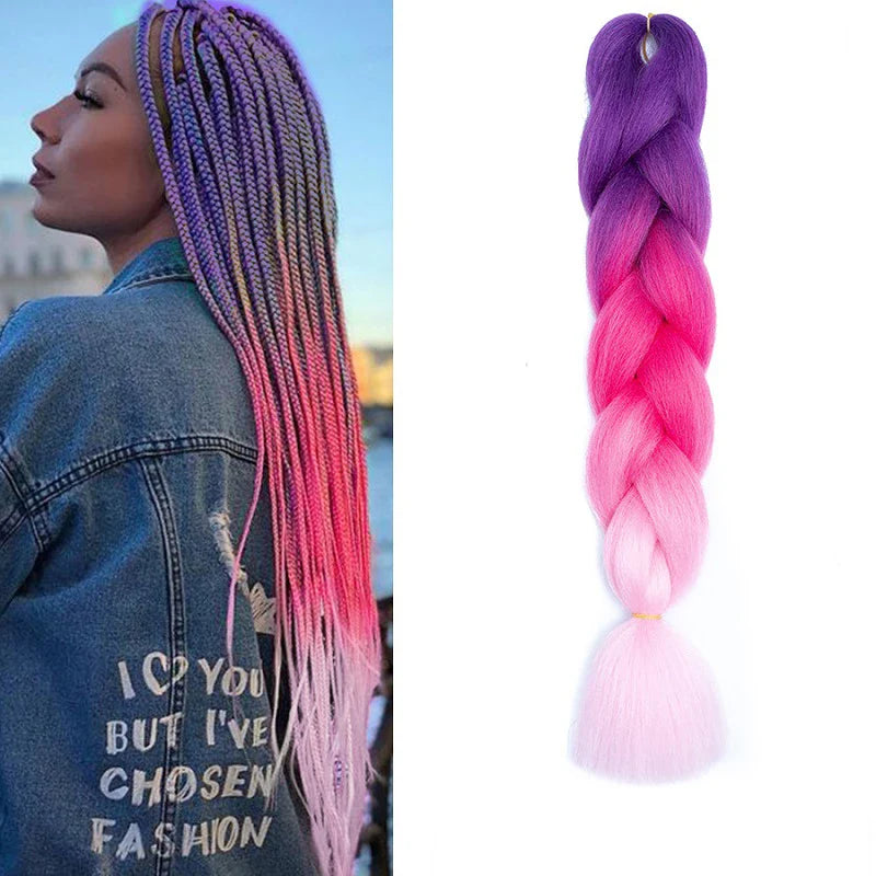 Extensiones de cabello trenzado jumbo de 24 pulgadas | Cabello sintético lacio, largo, Yaki, preestirado