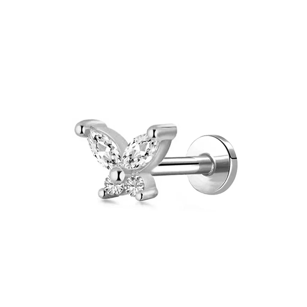 Lightning Internal Thread Labret Piercing Crown Bee Flowers Cartilage Earring Tragus Conch 316L Stainlesss Steel Body Jewelry