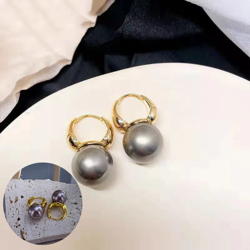 Silver Color Pearl Studs Hoop Earrings for Women Gold Color Eardrop Minimalist Hoops Wedding Fashion Jewelry Dropshipping
