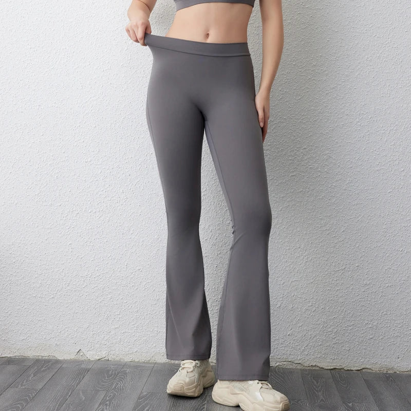 DIAS FIT JOY Pantalones acampanados con espalda en V, yoga, levantamiento de cadera, ajustados, anchos, fitness, gimnasio, ejercicio, correr, yoga