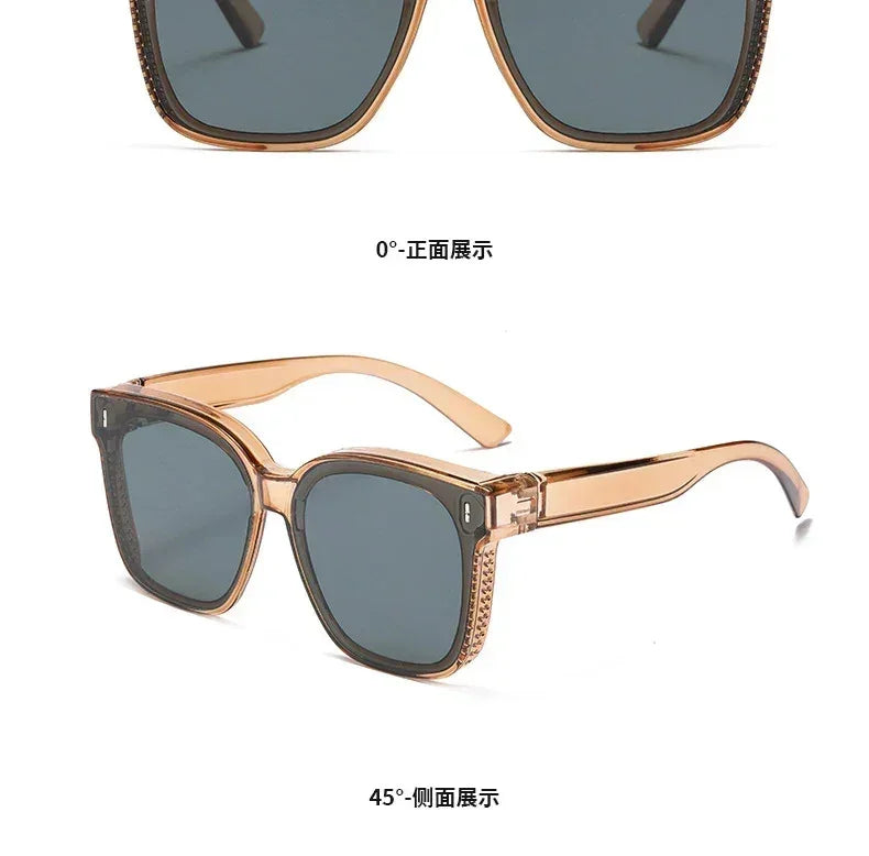 Gafas de Sol Polarizadas Cuadradas Fashion para Recetar Miopía, Lentes de Sol Portátiles para Hombre y Mujer, Vintage, para Pesca y Conducir