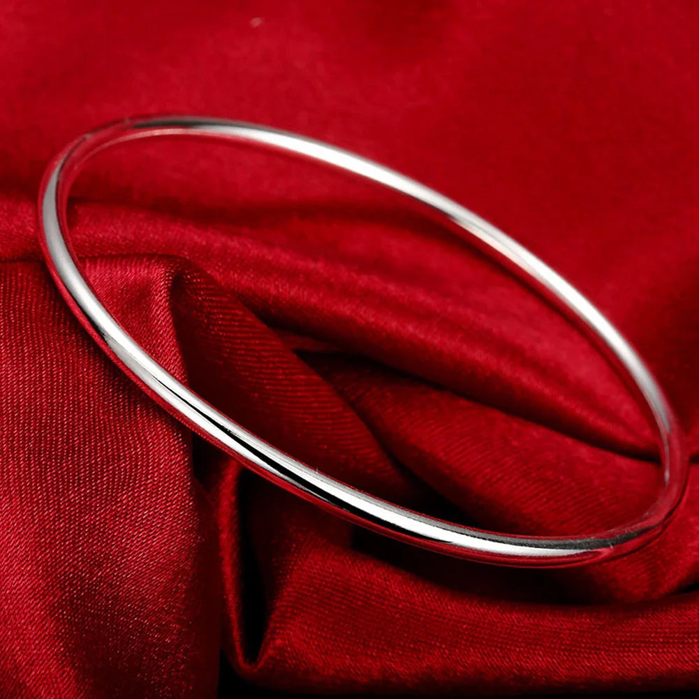 Wholesale Fine 925 Sterling Silver Bangles Bracelet Charms Heart Open for Women Lady Jewelry Adjustment Cuff Wedding Gift