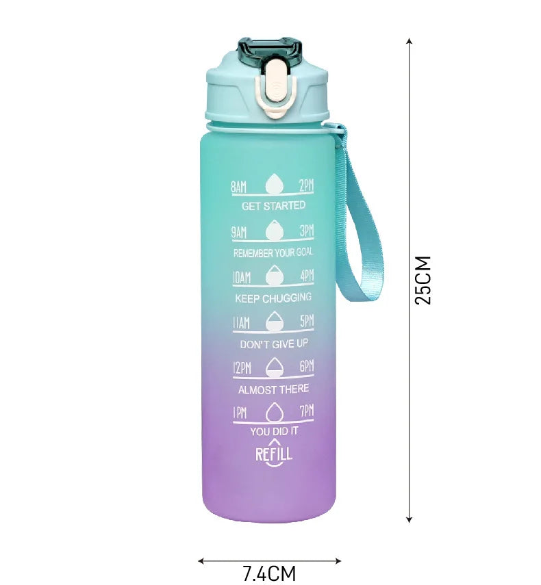 WRELS 900ml Sports Water Bottle with Time-Tracking Straw | Leak Proof Hydration Companion