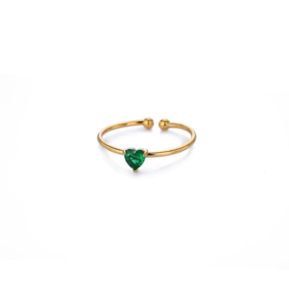 Anillos de corazón con circonita cúbica colorida de 2025 para mujer, joyería de anillo de princesa de acero inoxidable delicado de moda, regalo de boda