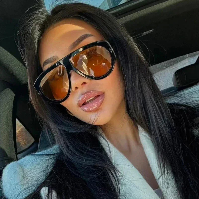 2024 Nuevas gafas de sol piloto de montura grande color marrón para mujer y hombre, marca T, para exteriores, gafas de sol para mujer, regalo Oculos De Sol