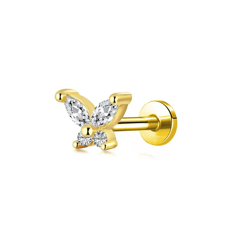 Lightning Internal Thread Labret Piercing Crown Bee Flowers Cartilage Earring Tragus Conch 316L Stainlesss Steel Body Jewelry