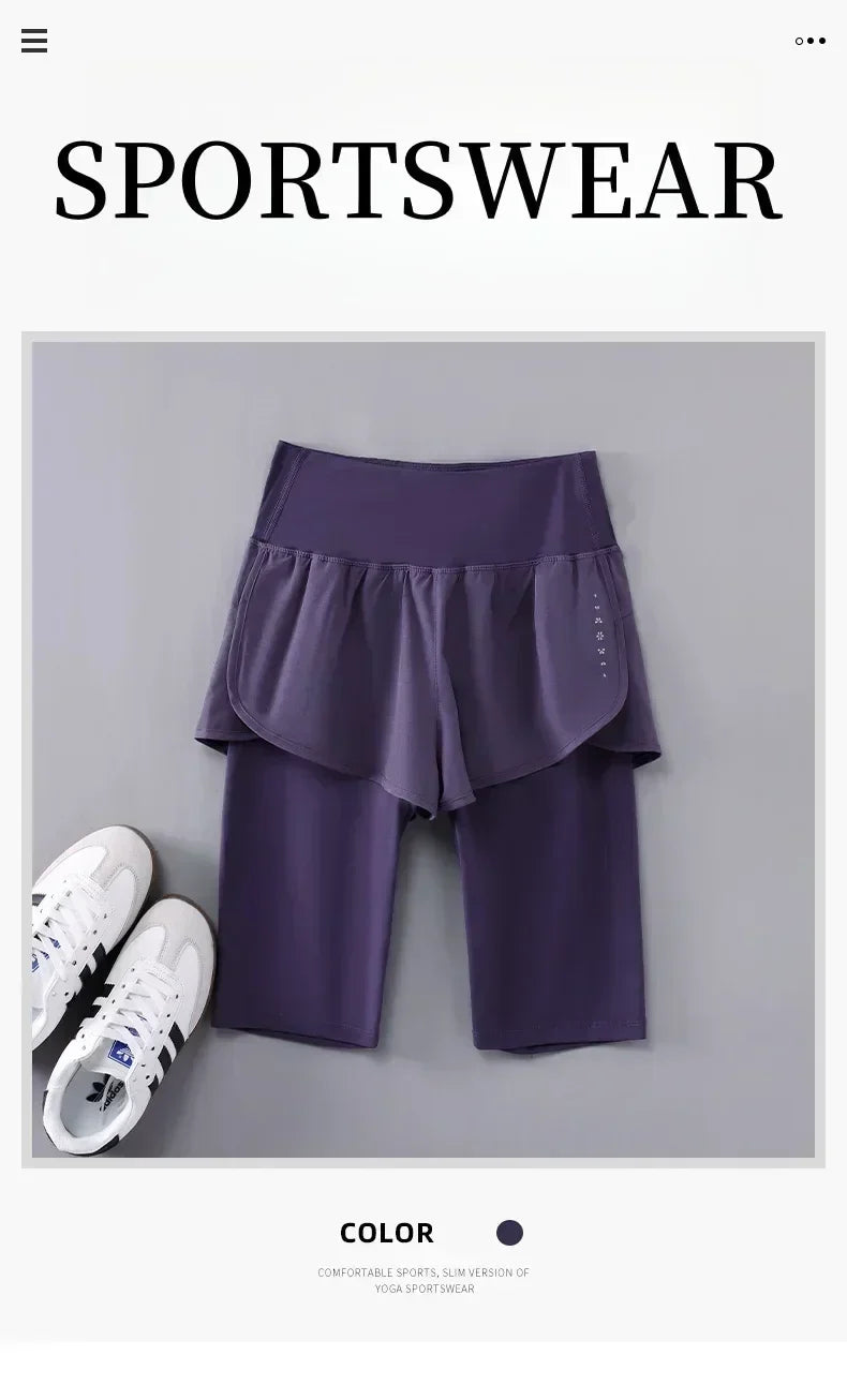 DRUR Pantalones Cortos de Yoga para Mujer, Verano, Deportivos, de Cinco Cuartos, Cintura Elástica, para Correr, Entrenamiento, Leggings Cortos para Mujer, Pantalones Cortos Deportivos