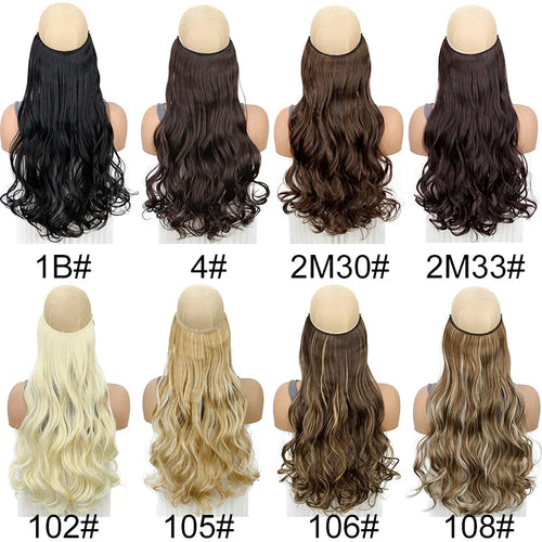 20 Inch Curly Fish Line Hair Extension | One Piece No Clip Synthetic Hair Piece