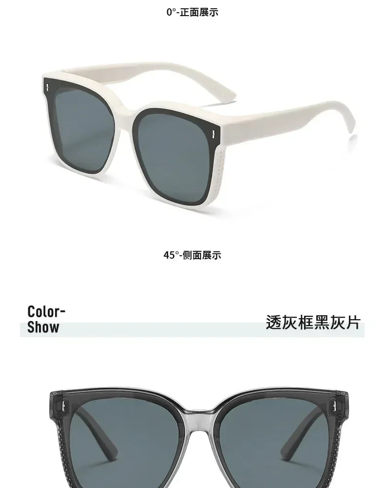 Gafas de Sol Polarizadas Cuadradas Fashion para Recetar Miopía, Lentes de Sol Portátiles para Hombre y Mujer, Vintage, para Pesca y Conducir