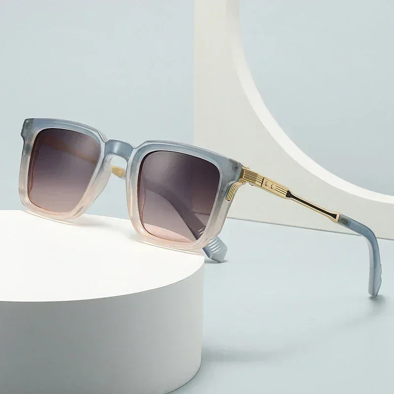 SHAUNA Gafas de sol de lujo cuadradas nuevas para mujer, remaches retro, lentes de sol degradadas para hombre, UV400