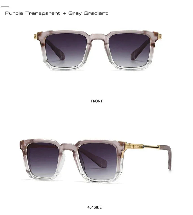 SHAUNA Gafas de sol de lujo cuadradas nuevas para mujer, remaches retro, lentes de sol degradadas para hombre, UV400