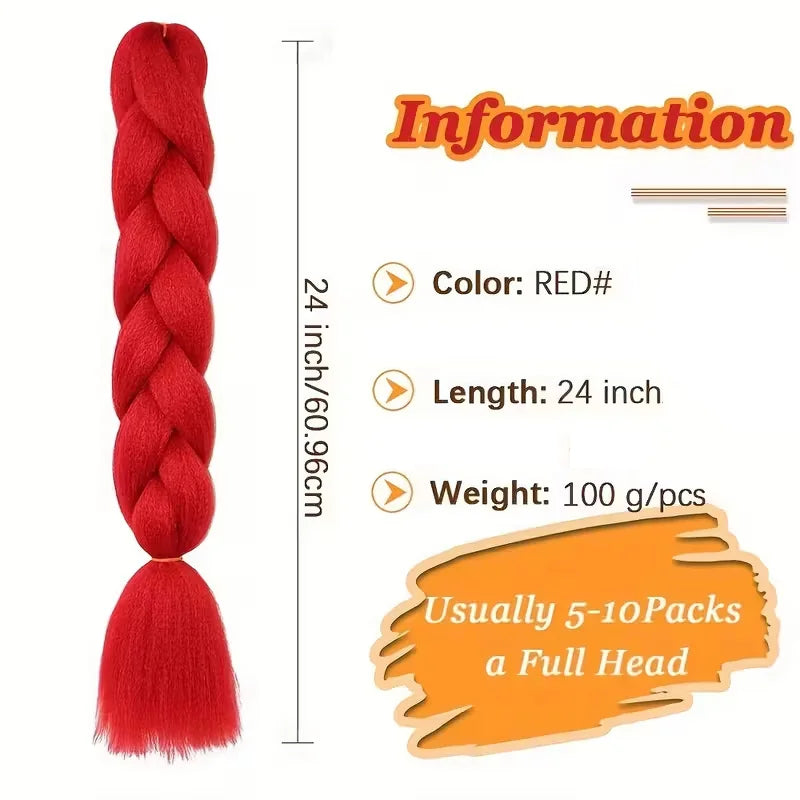 Extensiones de Cabello Jumbo para Trenzas de 24 Pulgadas | Dreadlocks Sintéticas Lacias Yaki