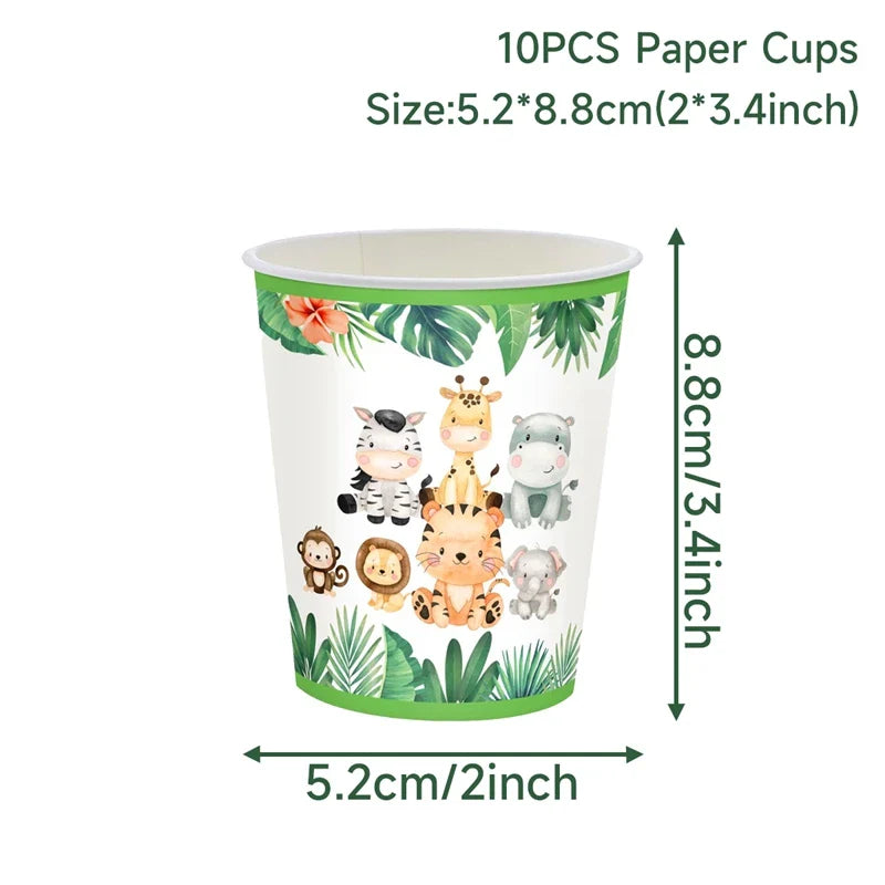Caja de dulces con animales de la selva, decoración de fiesta de feliz cumpleaños para niños, safari de animales salvajes, decoración de primer cumpleaños para niños, baby shower