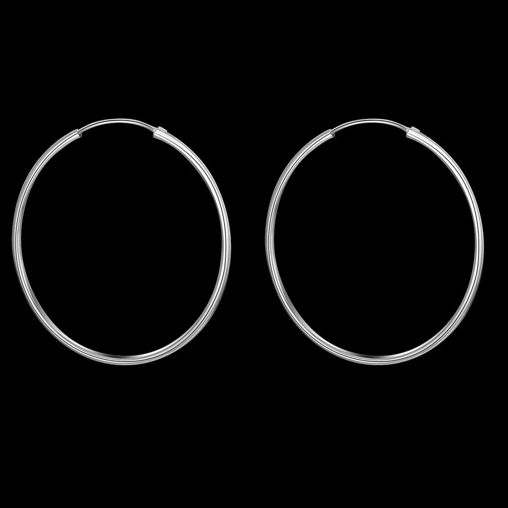 Pendientes de aro grandes de plata de ley 925 | Joyería fina de moda para bodas