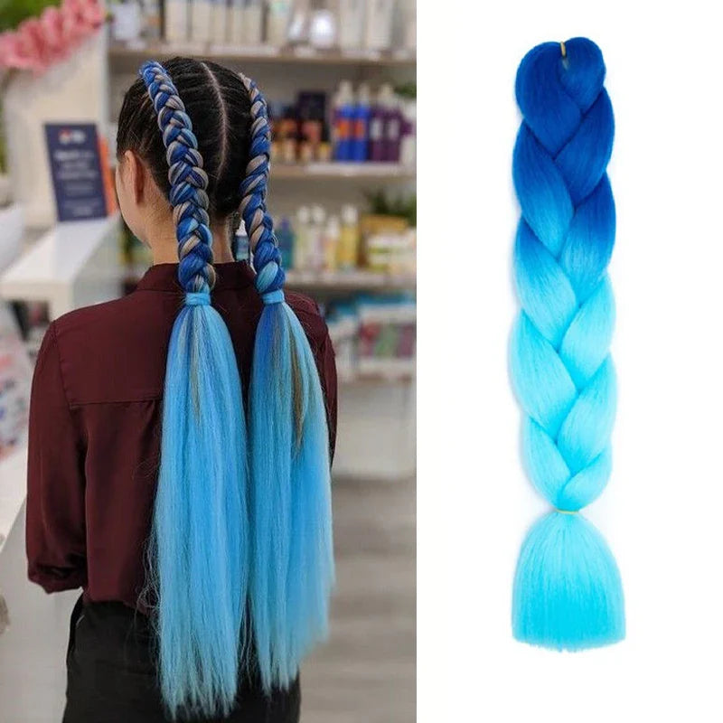 Extensiones de cabello trenzado jumbo de 24 pulgadas | Cabello sintético lacio, largo, Yaki, preestirado