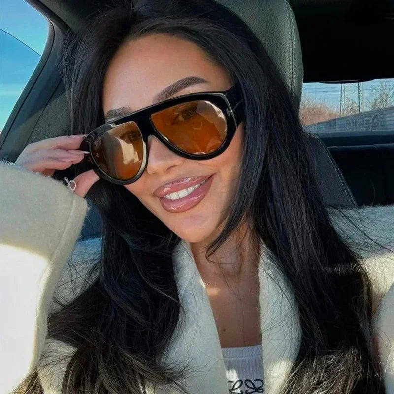 2024 Nuevas gafas de sol piloto de montura grande color marrón para mujer y hombre, marca T, para exteriores, gafas de sol para mujer, regalo Oculos De Sol