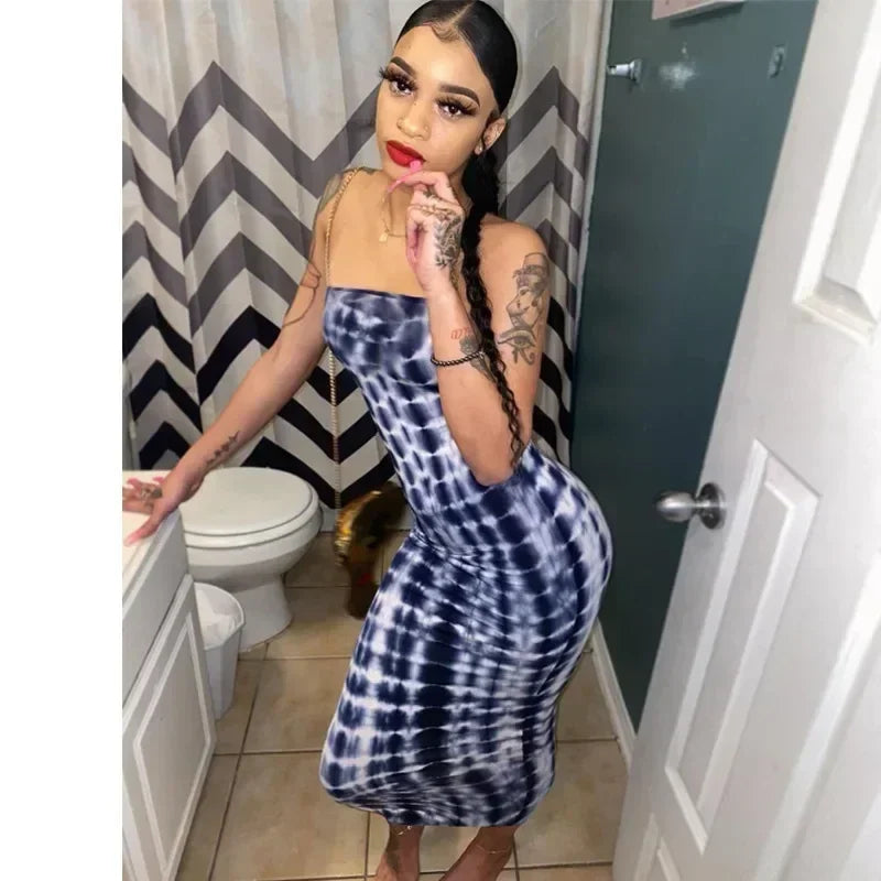 Vestidos de primavera y verano para mujer, con estampado de pecho, sin hombros, vendaje, ajustado, sexy, vestido largo, nueva moda 2023, fiesta, MsChuh
