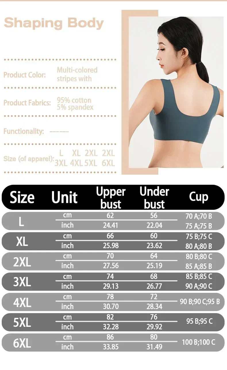 Sujetador Push Up de tirantes para mujer, sin costuras, con relleno, top informal de talla grande, sujetadores de mujer suaves sin aros, XL-6XL, ropa interior de seda helada