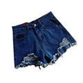 Pantalones cortos de mezclilla coreanos con agujeros para mujer, shorts de mezclilla de cintura alta y pierna ancha, ropa de calle informal de diseñador para mujer 2024 Novedad