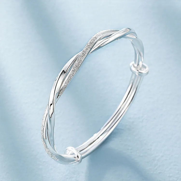 Wholesale Fine 925 Sterling Silver Bangles Bracelet Charms Heart Open for Women Lady Jewelry Adjustment Cuff Wedding Gift