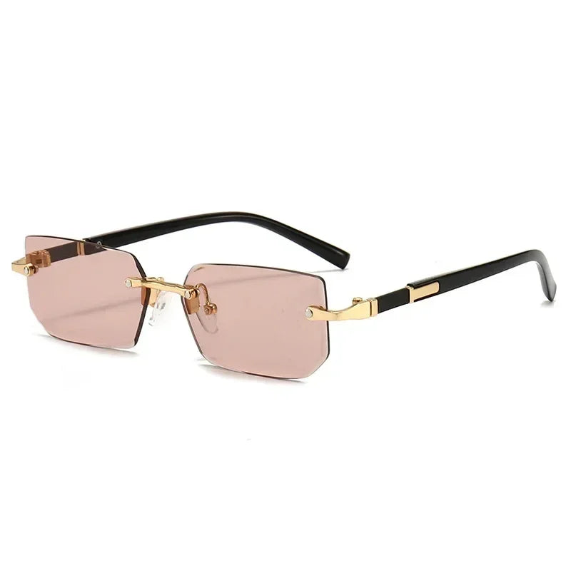 Gafas de sol sin montura rectangulares, a la moda, populares para mujeres y hombres, tonos pequeños cuadrados, gafas de sol para mujer y hombre, para viajes de verano