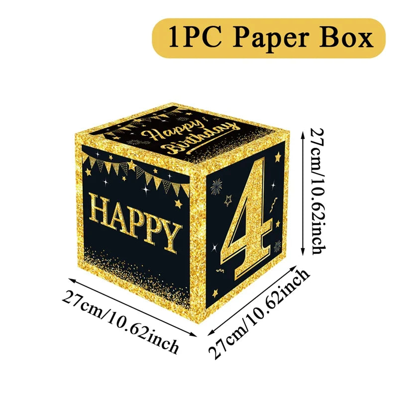 Caja de cumpleaños en blanco y dorado para 18 o 30 cumpleaños, decoraciones de fiesta para el hogar, caja de cumpleaños, suministros para fiestas de baby shower
