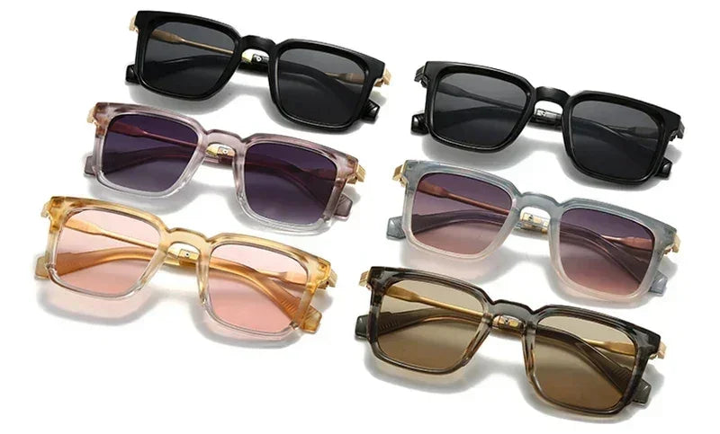SHAUNA Gafas de sol de lujo cuadradas nuevas para mujer, remaches retro, lentes de sol degradadas para hombre, UV400