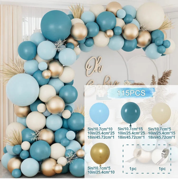 Kit de arco de guirnalda de globos azules, decoración de fiesta de cumpleaños para niños y hombres, artículos para fiesta de bodas y cumpleaños, decoración para baby shower, globos de látex
