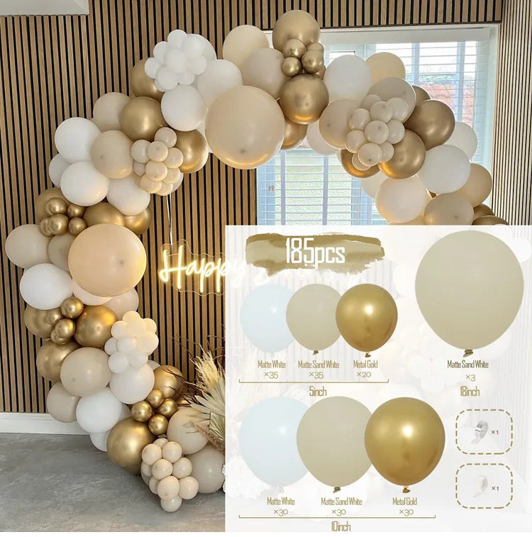 Sand White Balloon Garland Arch Kit Happy Birthday Party Decoration Kids Baby Shower Globos Wedding Birthday Party Latex Ballons