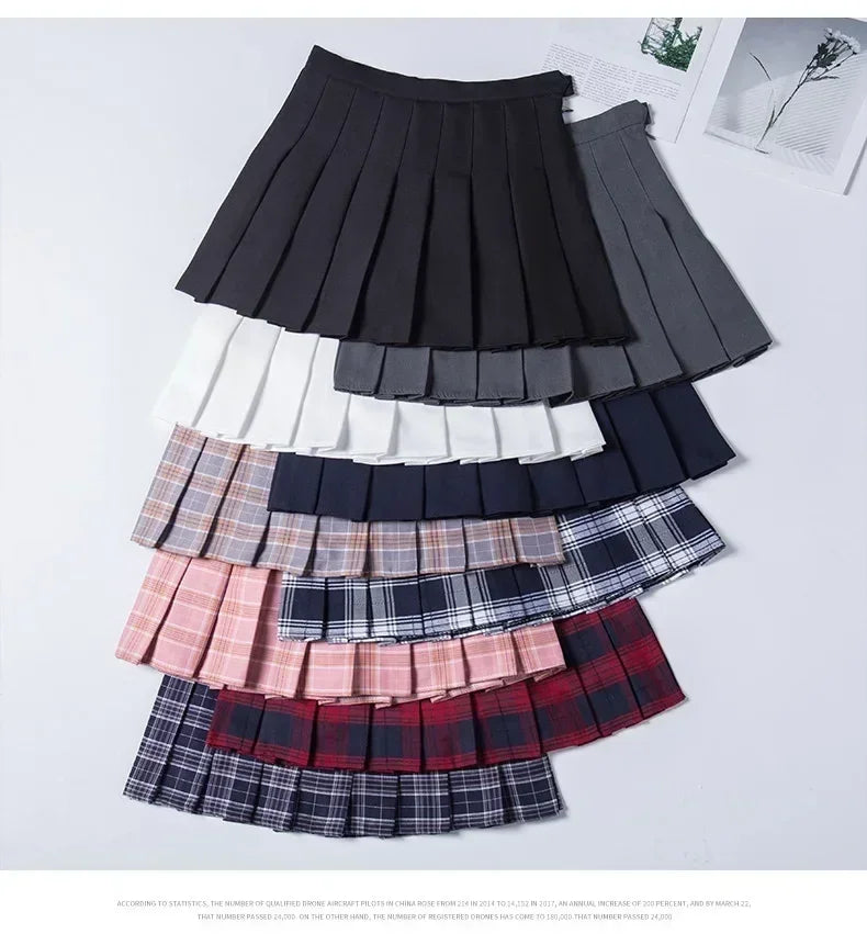 Falda corta de mujer sin pantalones cortos estilo coreano Ropa negra Harajuku a cuadros Falda corta de mujer minifaldas plisadas para niñas