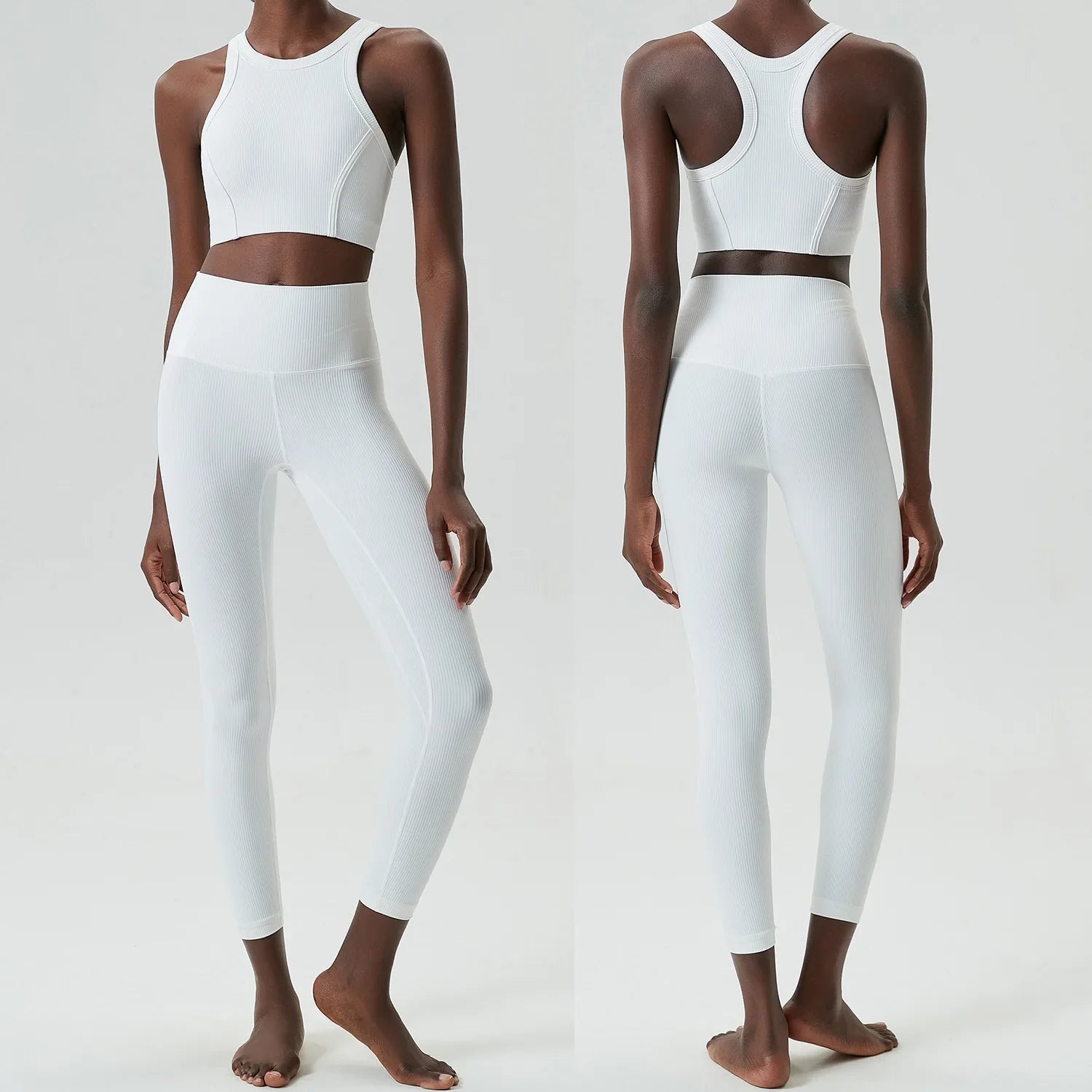 Conjunto de Yoga de 2 Piezas, Leggings de Cintura Alta para Mujer, Chaleco Deportivo, Ropa de Ejercicio, Conjuntos de Entrenamiento, Ropa Deportiva, Chándal de Gimnasio