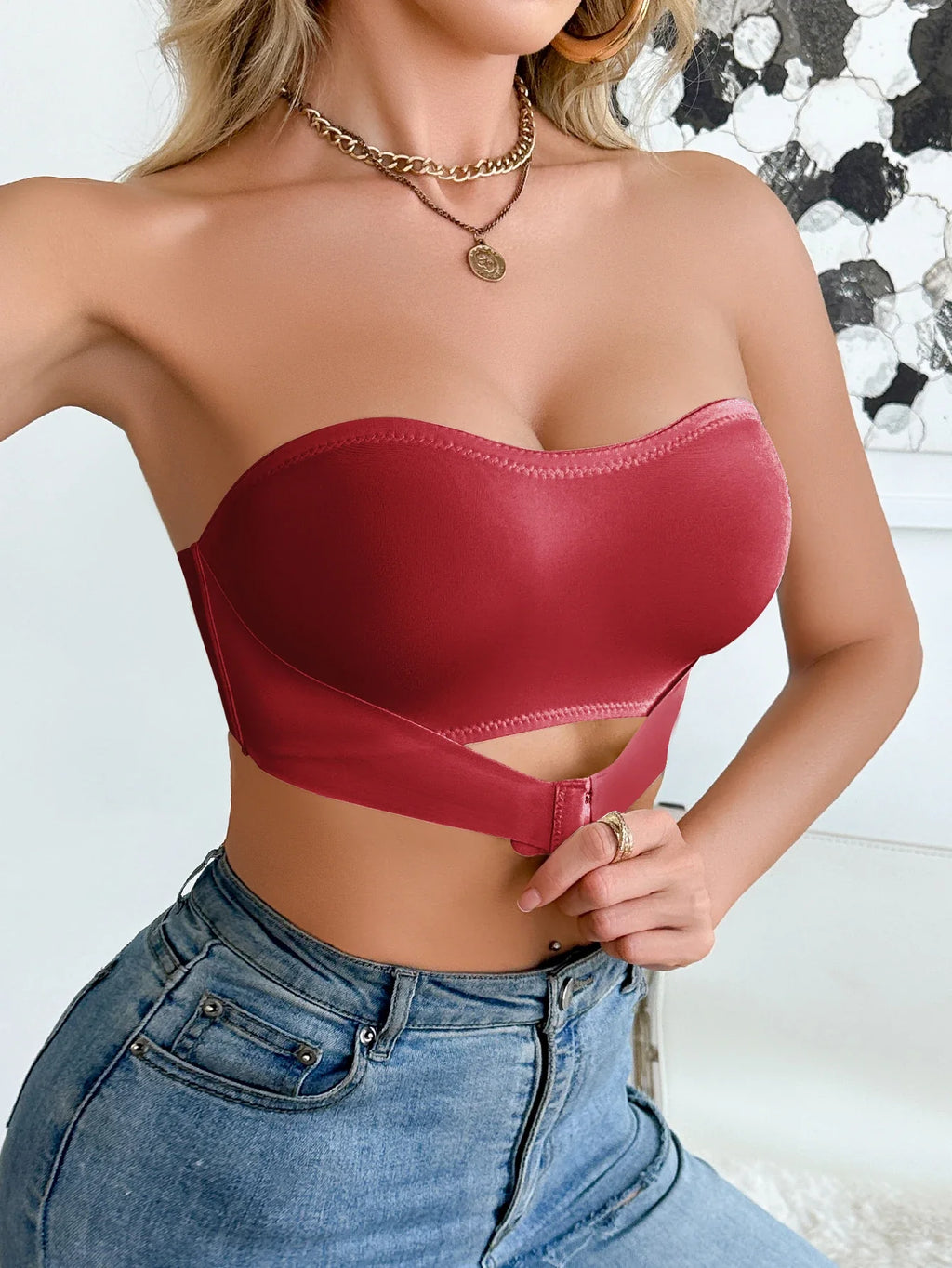 Sostén diario sin tirantes e inalámbrico para mujer, lencería push-up cómoda sin costuras sin forro, moderna de color sólido