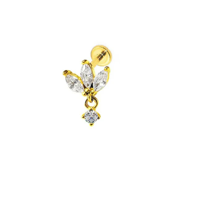 Lightning Internal Thread Labret Piercing Crown Bee Flowers Cartilage Earring Tragus Conch 316L Stainlesss Steel Body Jewelry