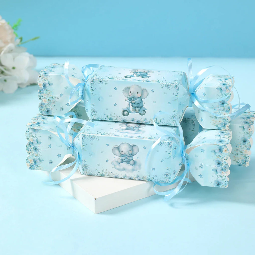Caja de dulces de elefante bebé, caja de regalo, caja de souvenirs, decoración de fiesta de cumpleaños, suministros para fiesta de cumpleaños de niños y niñas, decoración para baby shower