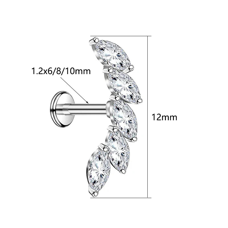 Lightning Internal Thread Labret Piercing Crown Bee Flowers Cartilage Earring Tragus Conch 316L Stainlesss Steel Body Jewelry