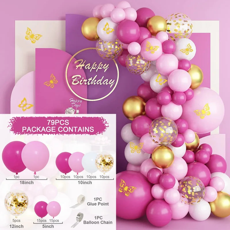 Pink Macaron Balloons Garland Arch Kit Birthday Party Decor Kids Wedding Birthday Party Supplies Baby Shower Decor Latex Ballon