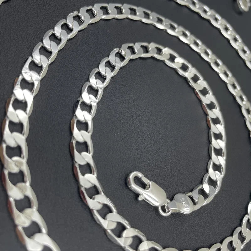 Collar de Plata Esterlina 925 para Hombre 2/4/6/8/10/12MM 40-75cm Cadena Rostro Collar Cierre de Langosta Joyería de Compromiso Regalos para Hombres y Mujeres