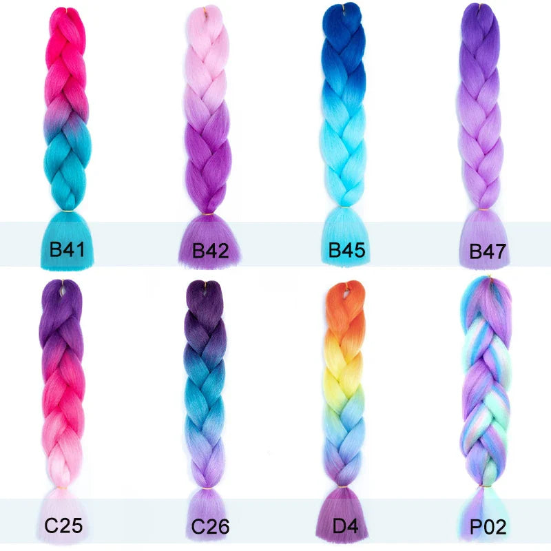 Extensiones de cabello trenzado jumbo de 24 pulgadas | Cabello sintético lacio, largo, Yaki, preestirado
