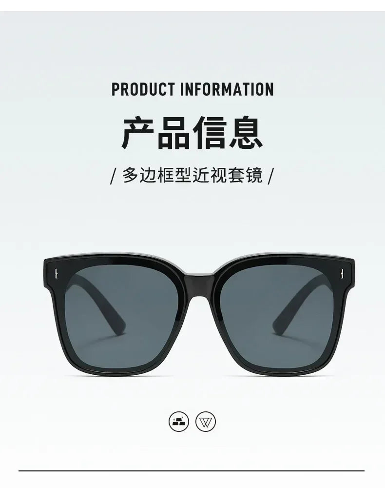 Gafas de Sol Polarizadas Cuadradas Fashion para Recetar Miopía, Lentes de Sol Portátiles para Hombre y Mujer, Vintage, para Pesca y Conducir