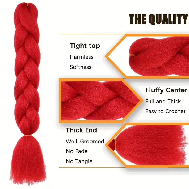 Extensiones de Cabello Jumbo para Trenzas de 24 Pulgadas | Dreadlocks Sintéticas Lacias Yaki