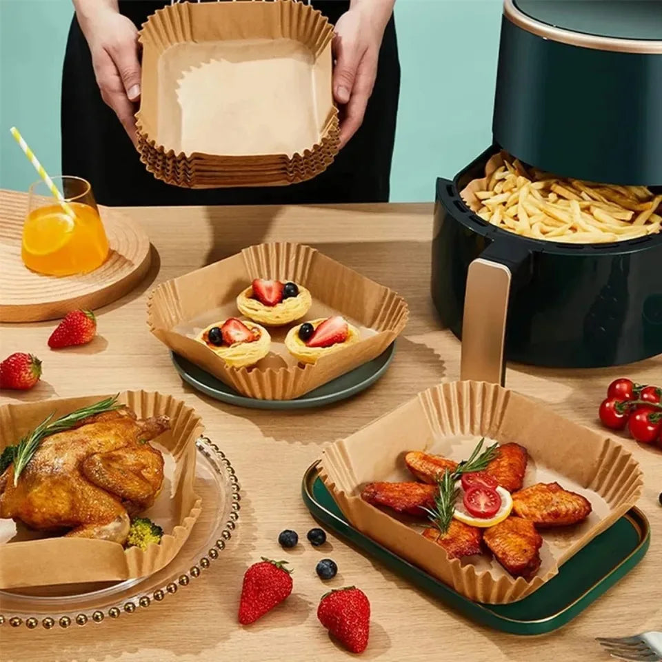 Disposable Air Fryer Paper Liners | Oil-Proof Baking Trays Set