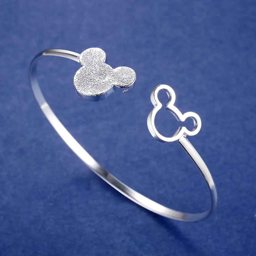 Wholesale Fine 925 Sterling Silver Bangles Bracelet Charms Heart Open for Women Lady Jewelry Adjustment Cuff Wedding Gift