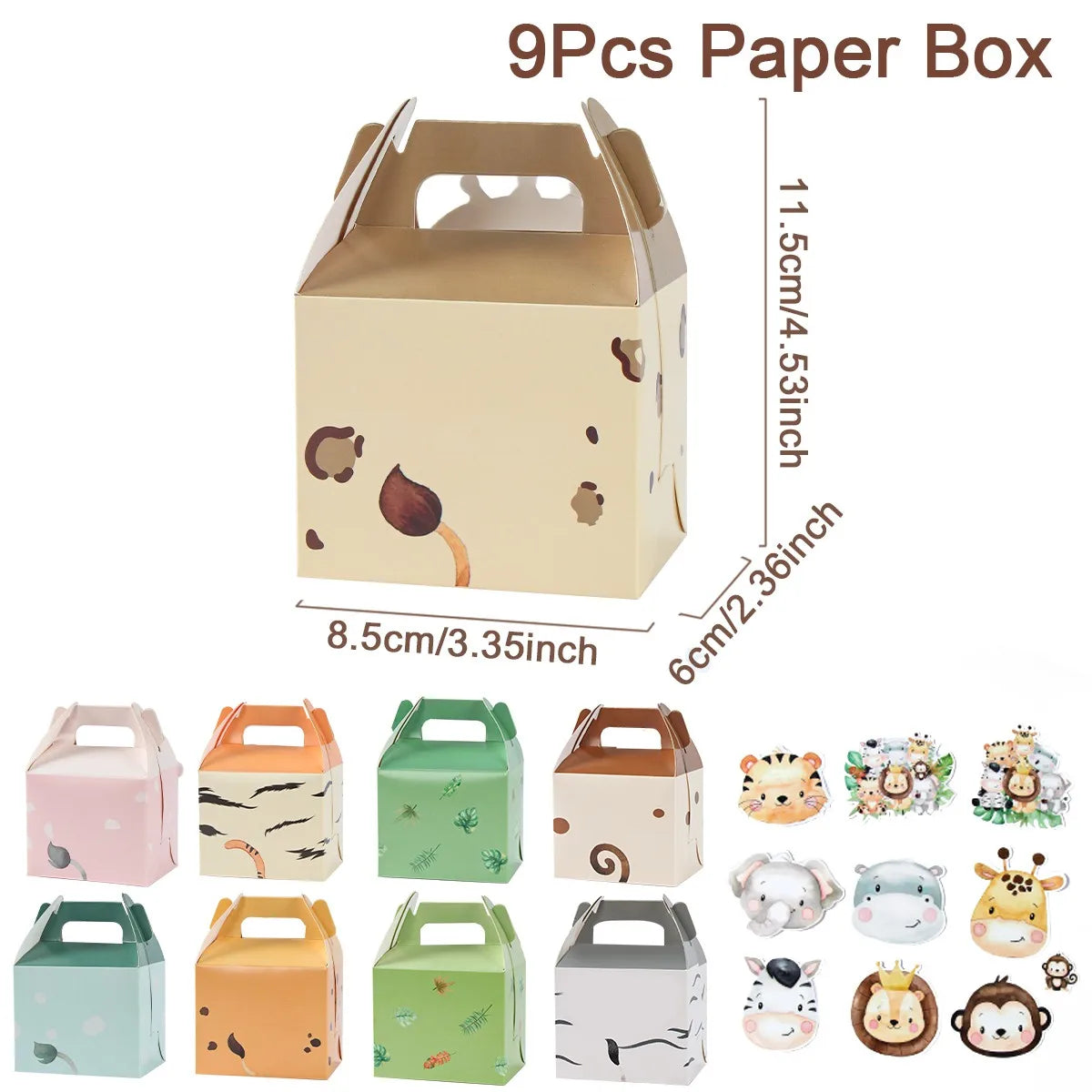 Caja de dulces con animales de la selva, decoración de fiesta de feliz cumpleaños para niños, safari de animales salvajes, decoración de primer cumpleaños para niños, baby shower