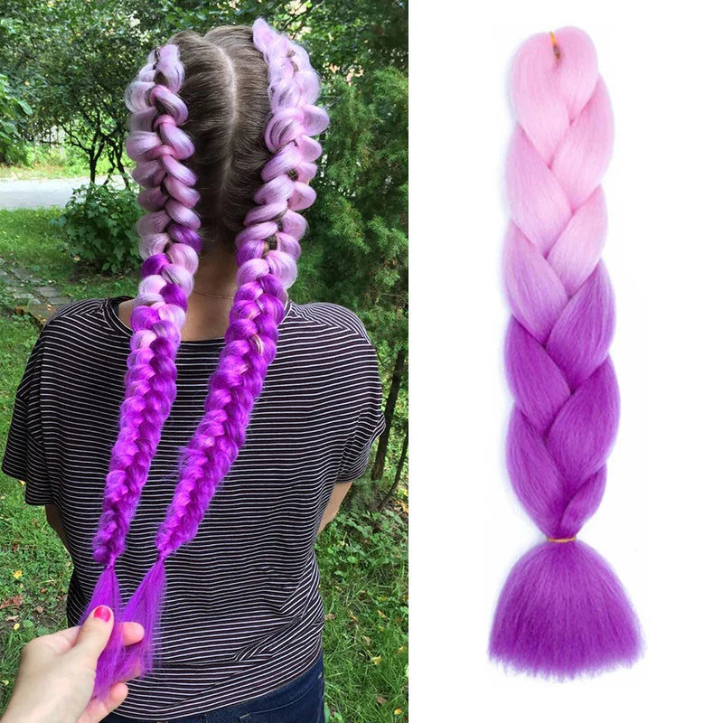Extensiones de cabello trenzado jumbo de 24 pulgadas | Cabello sintético lacio, largo, Yaki, preestirado